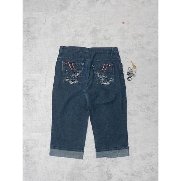 Y2k Denim Embroidered Capri - Picture 3 of 4